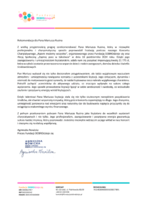 Rekomendacja Fundacji DOBROdzieje się dla Mariusza Rusina za profesjonalne poprowadzenie licytacji charytatywnej